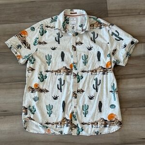 Cactus Man Cactus Print Men's Button Down Shirt Size Large